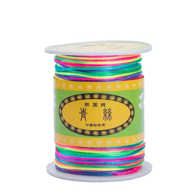 Bite Bites 1pc Satin Silk Rope Nylon Cord Colorful 1mm 80m Baby Teether Accessories Teething Necklace Rattail Cord DIY Tool Toys multicolor