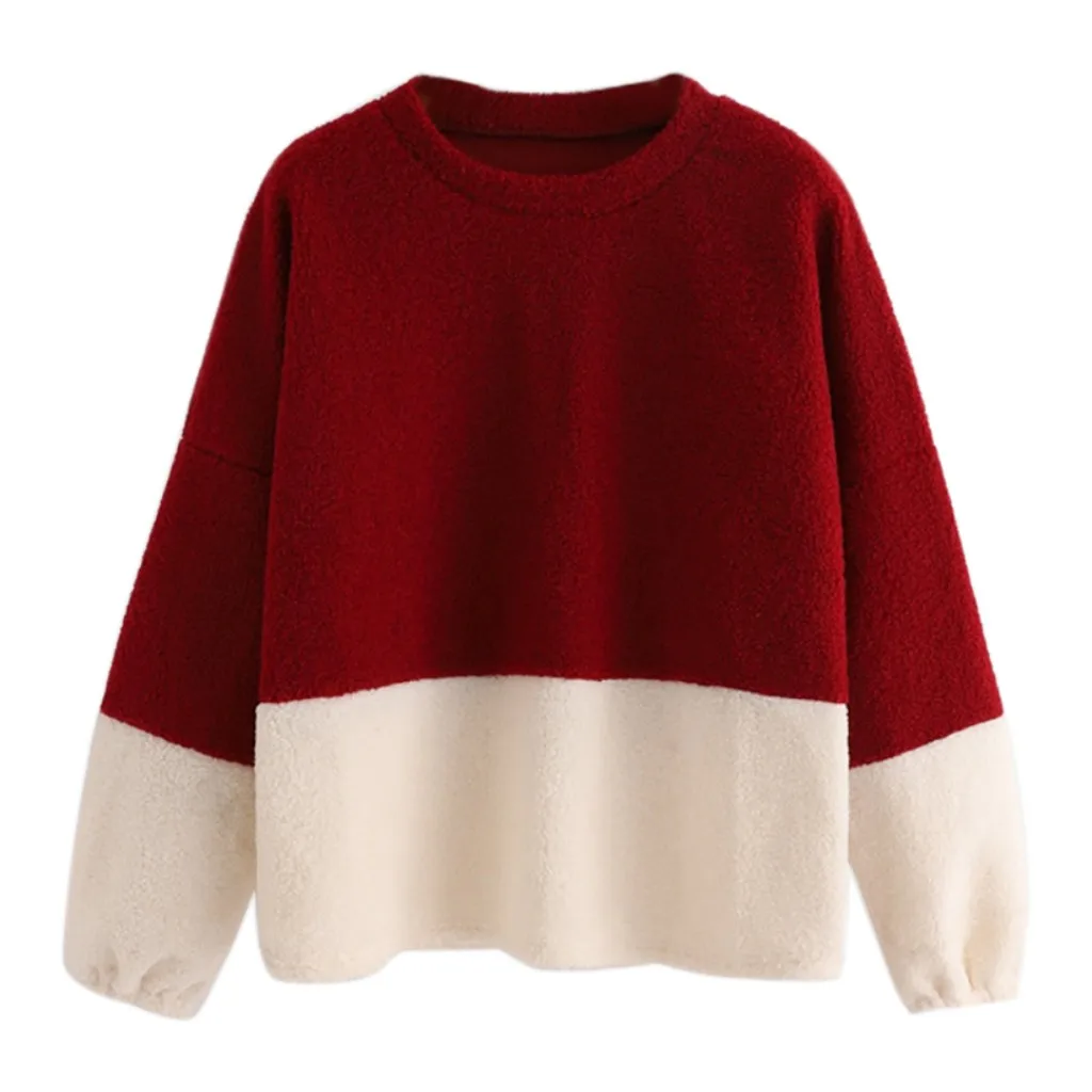 Женский свитер с круглым вырезом, свитер с длинным рукавом, Женский Однотонный свитер красного и белого цвета, повседневные топы, ropa mujer invierno L823