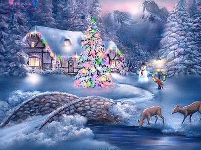 

Diamond Painting Christmas Winter 5D DIY Diamond Painting Landscape Snow Full Square Christmas Decorations for Home