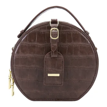 

2020 new fashion crocodile pattern small round bag simple and versatile shoulder messenger handbag womens handbags and purses