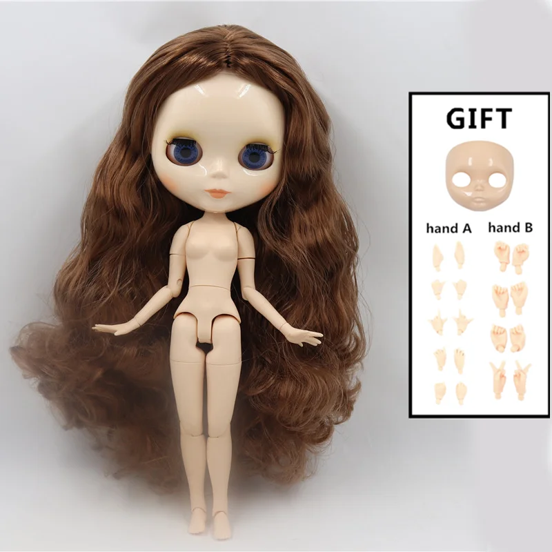 Заводская кукла Blyth, белая кожа, блестящее лицо, соединение тела с набором рук A& B 1/6, модная Кукла, подходит для самостоятельного макияжа, специальная цена NO 2 - Цвет: doll face handAB