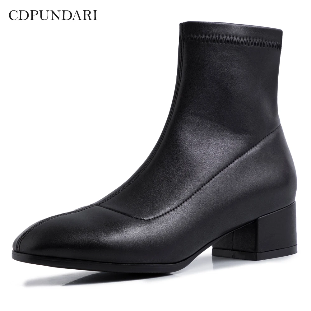 CDPUNDARI/ботильоны для женщин; ботинки на низком каблуке; женская обувь; chaussure femme; цвет черный, красный, серый