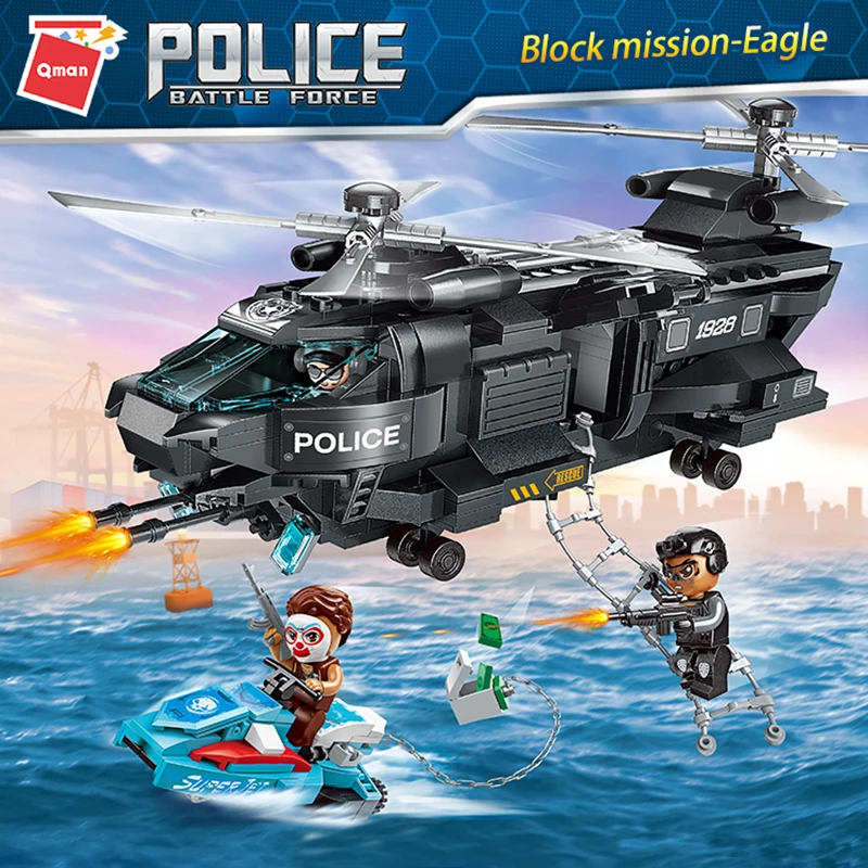

Qman 1928 Mission Eagle Armed Aircraft Model Bricks Friends Compatible Toys Action Figure Building Blocks for Children