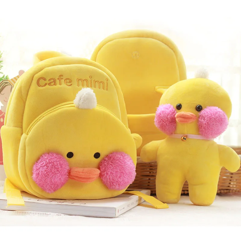 

2 Styles Cute Yellow Duck Lalafanfan Plush Stuffed Backpack Kawaii Cafe Mimi Lovely Children's Backpack Gifts for Kids
