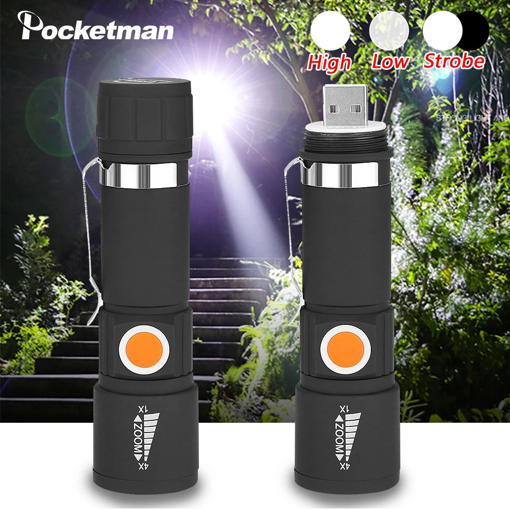 Задний USB фонарик подсветка удобный USB зарядное освещение светодиодный 3 режима фонарик водонепроницаемый масштабируемый Фокусировочный фонарь