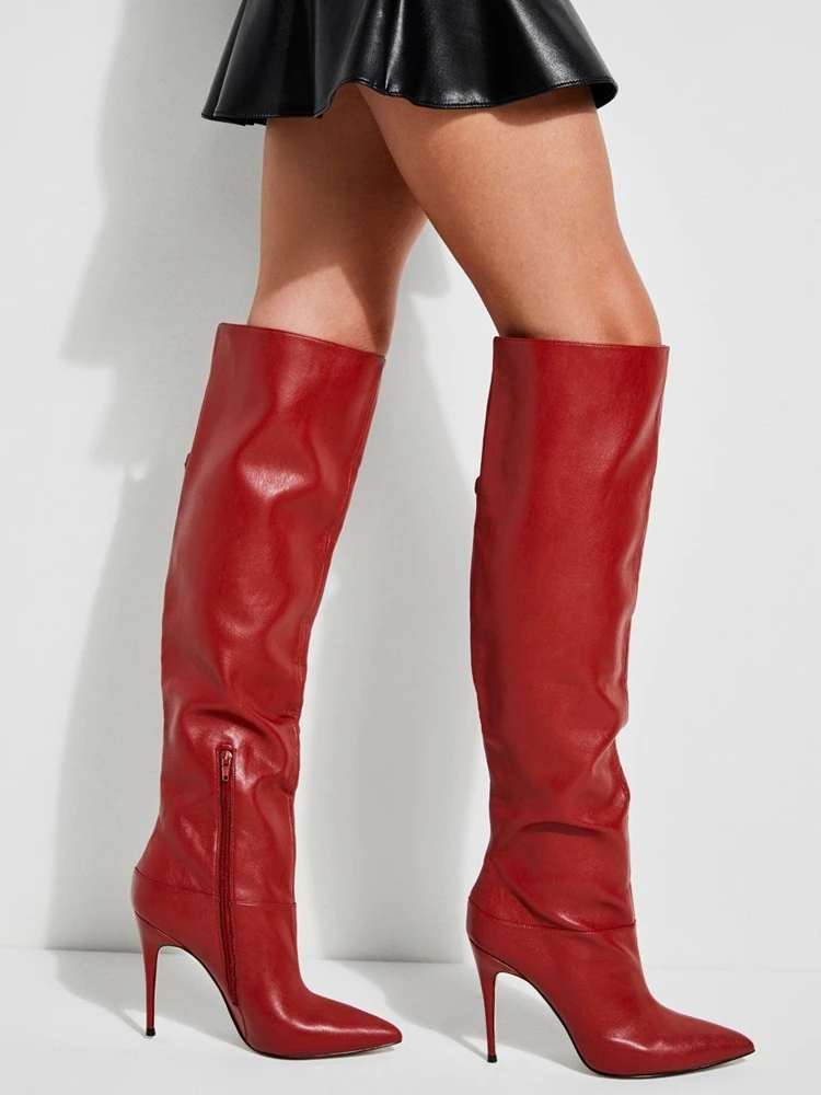 Buy Cheap Sexy Knee High Boots Red 