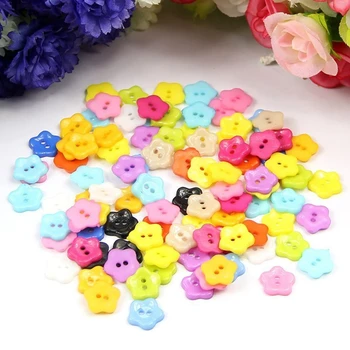

New 100pcs 12mm Mixed Color Plum Flower Resin Buttons Sewing Accessories