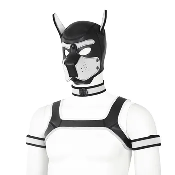 Dog Bondage Set With Restraints Hood Chest Belt Collar Arm Band For Pup Role Play Adults Game Fantasy Harness Club Costumes Prop 2