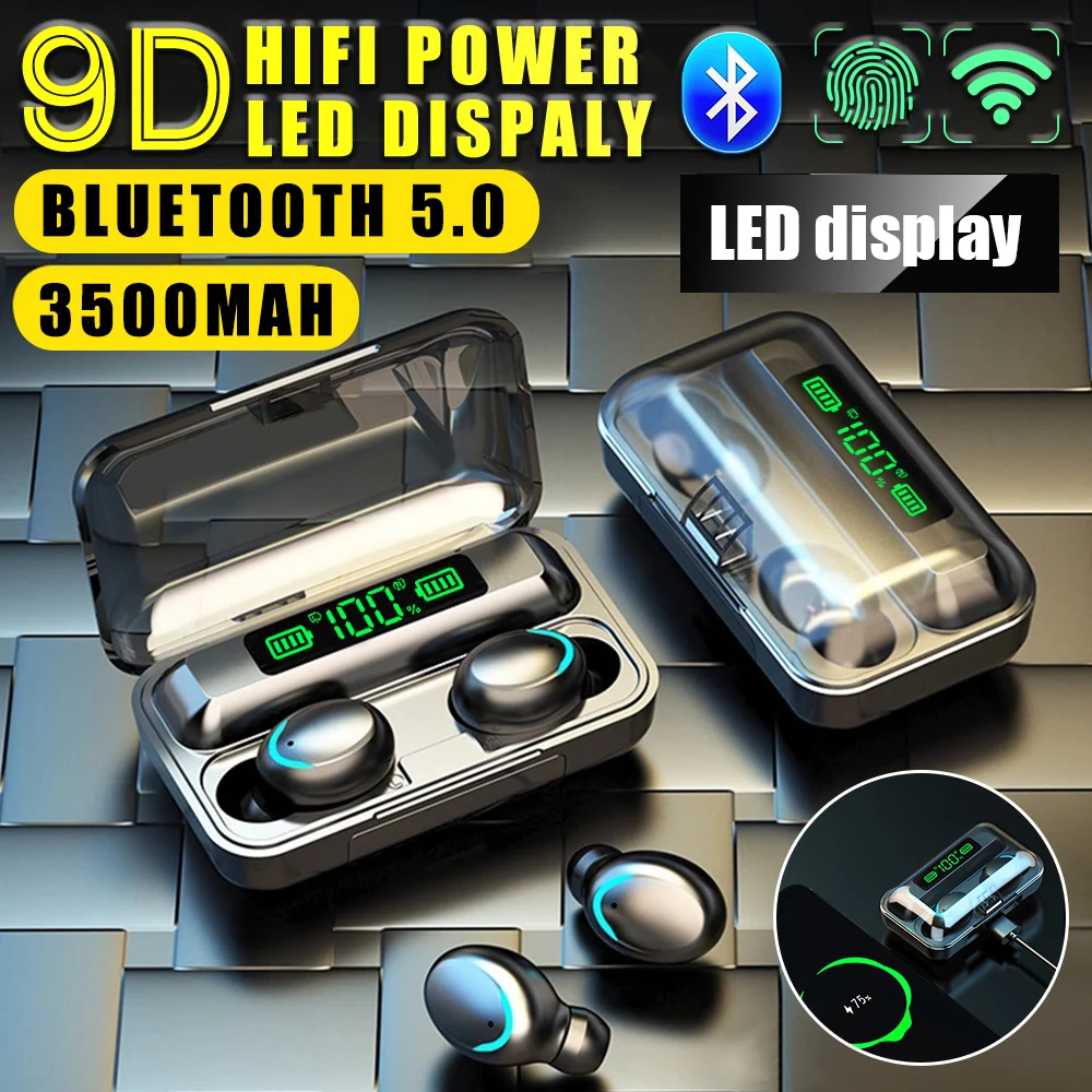 F9 PK S11 9D музыкальные наушники Bluetooth 5 0 Беспроводная TWS Спортивная гарнитура 3500 мАч