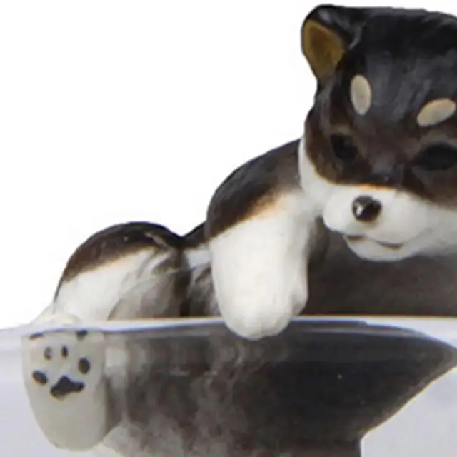 Realistic Figurine Model Lifelike Mini Shiba Dog Animal Figurine Hanging Cup Rim DIY Landscape Ornament Table Decor Toys 6