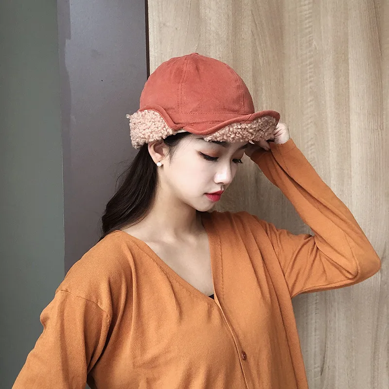 

Autumn & Winter Warm Cold Retro Workwear Lei Feng Hat Fashion Winter Fashion Lambs Wool Earmuff Hat Winter Hat Women's