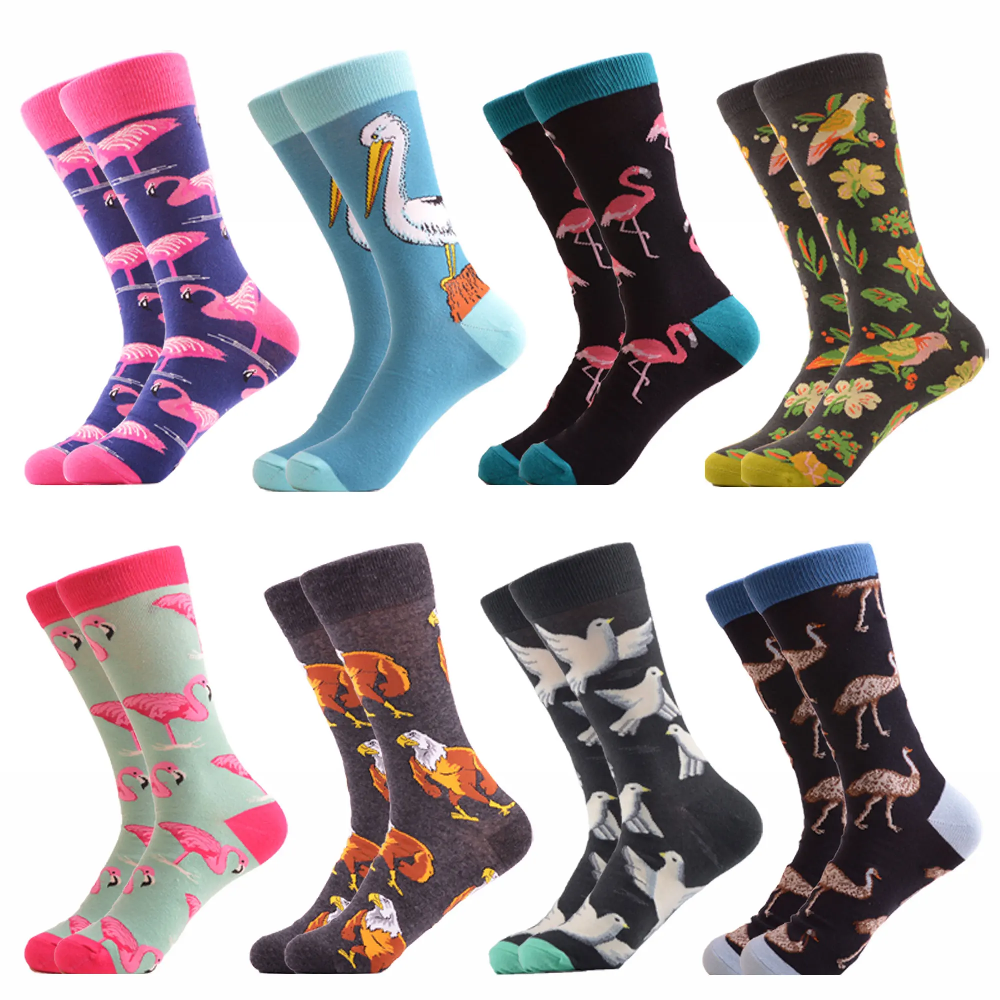 06817 (8pairs) SANZETTI/цветные мужские забавные носки без пятки из чесаного хлопка; одежда в стиле хип-хоп; Новинка; уличные носки для катания на коньках; носки для свадьбы; счастливый подарок - Цвет: 06817 (8pairs)