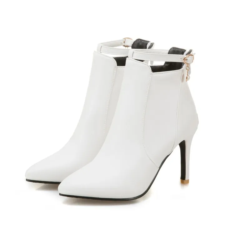 Большие размеры женские полусапожки однотонные ботинки с металлическими