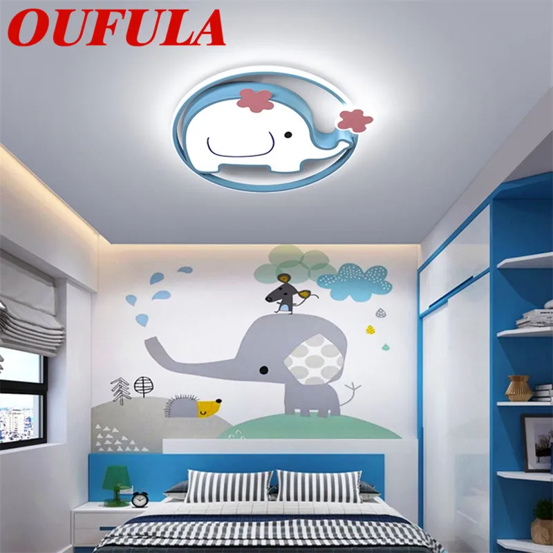 Детская потолочная лампа OUFULA 220 В 110 современная модная со слоном подходит для