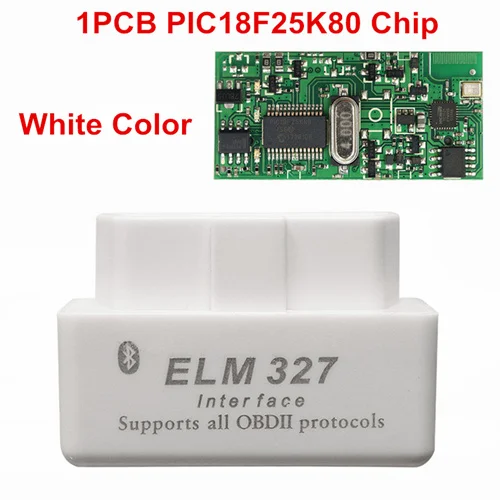 Новейший диагностический инструмент ELM327 V1.5 Bluetooth OBD2 ELM 327 Bluetooth V1.5 PIC18F25K80 Автомобильный сканер кода поддержка протокола J1850 - Цвет: White 1PCB