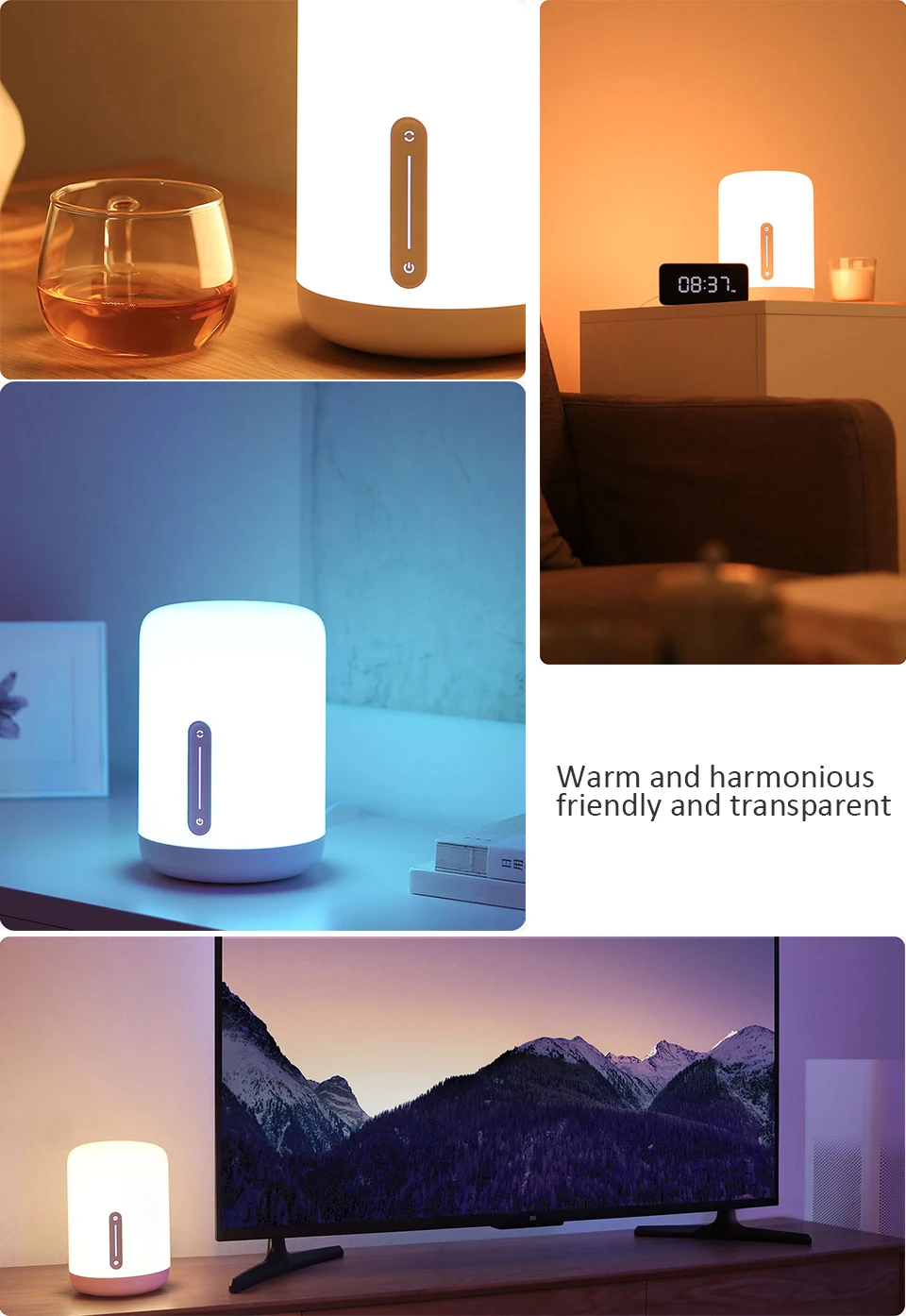 Original Xiaomi Mijia Bedside Lamp 2 Bluetooth WiFi Touch Panel APP Control RGB Table Lamp Works with Apple HomeKit Siri (7)