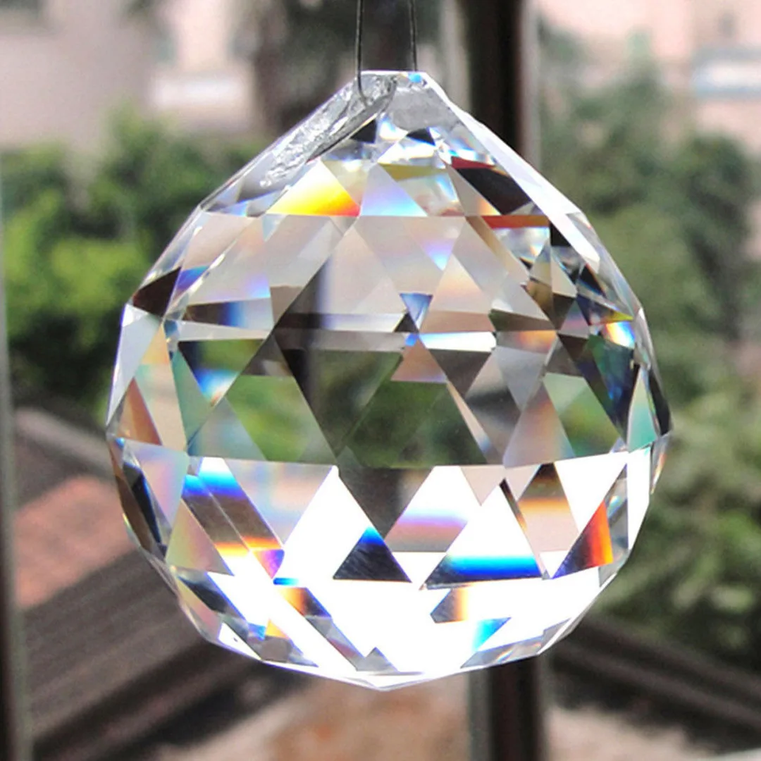 5 Size Clear Feng Shui Hanging Crystal Ball Sphere Prism Faceted Sun Catcher