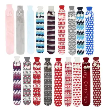 

74x14cm Pink Grey Removable Cover Fur Rubber Hot Water Bottle Extra Long Hot Water Bottles Bag For Waist Hand Foot Warming