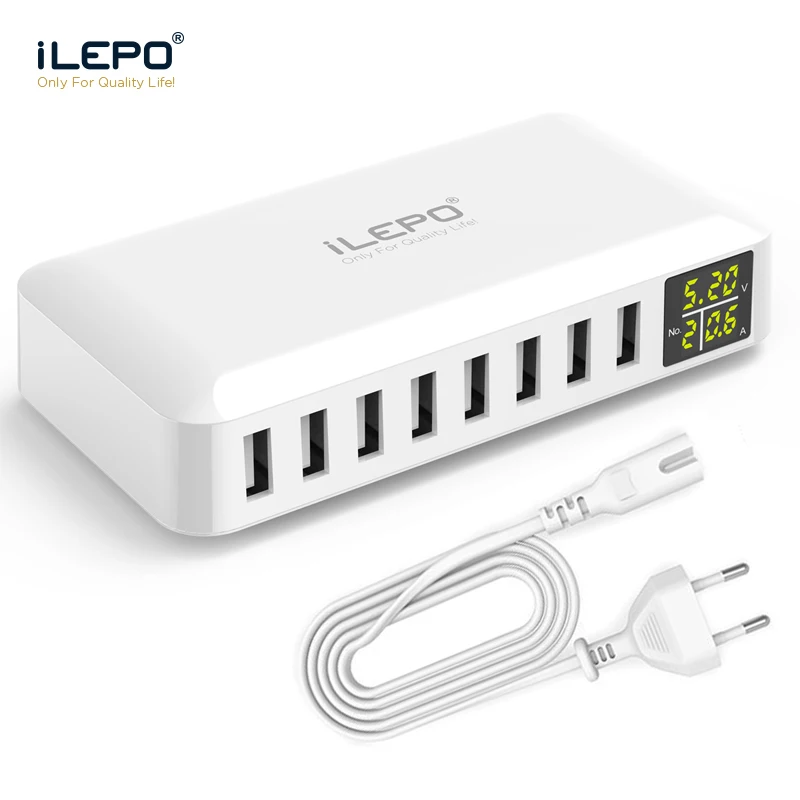 ILEPO 8-Порты и разъёмы Smart USB Зарядное устройство высокого качества телефон зарядная станция 5 V 8A для Xiaomi huawei samsung iPhone Tablet power bank