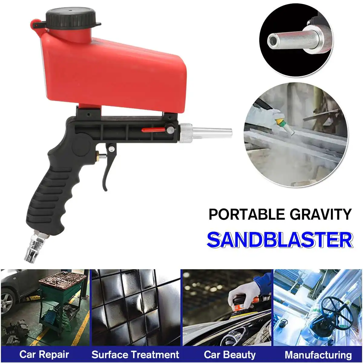 

90psi Portable Gravity Sandblasting Guns Pneumatic Small Sand Blasting Machine Adjustable Pneumatic Sandblasting Set