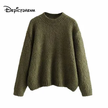 

2019 women chic basic solid sweaters O neck long sleeve pullovers female casual vintage tops