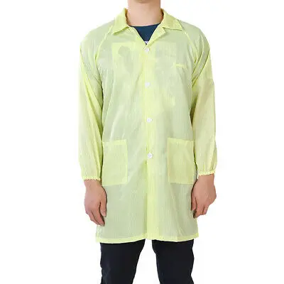 

Anti Static Overalls Unisex ESD Lab Coat Button Up S Yellow