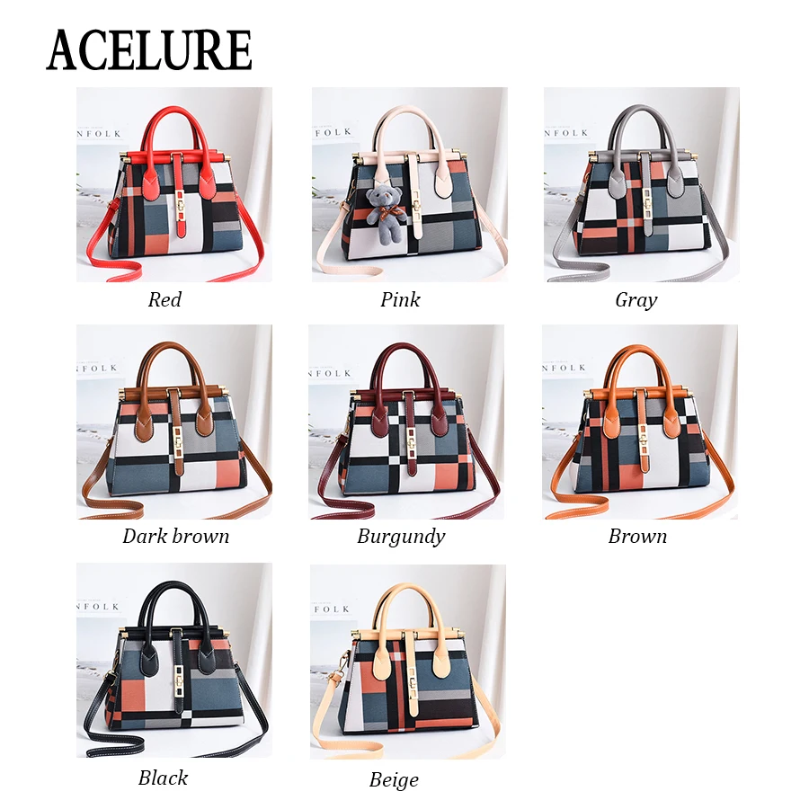 Beste ACELURE Tas Vrouwen Handtas Mode Vrouwen Tas PU Lederen Draagtas Dames Designer Patchwork Handtassen Vrouwelijke Toevallige Grote Schoudertas