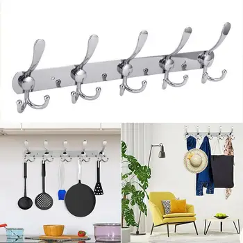

Stainless Steel Coat Rack Wall Mounted Hat Cloth Towel Hanger Door Hat Clothes 45CM Hook Bag Rack Coat Storage Bathroom R7H9