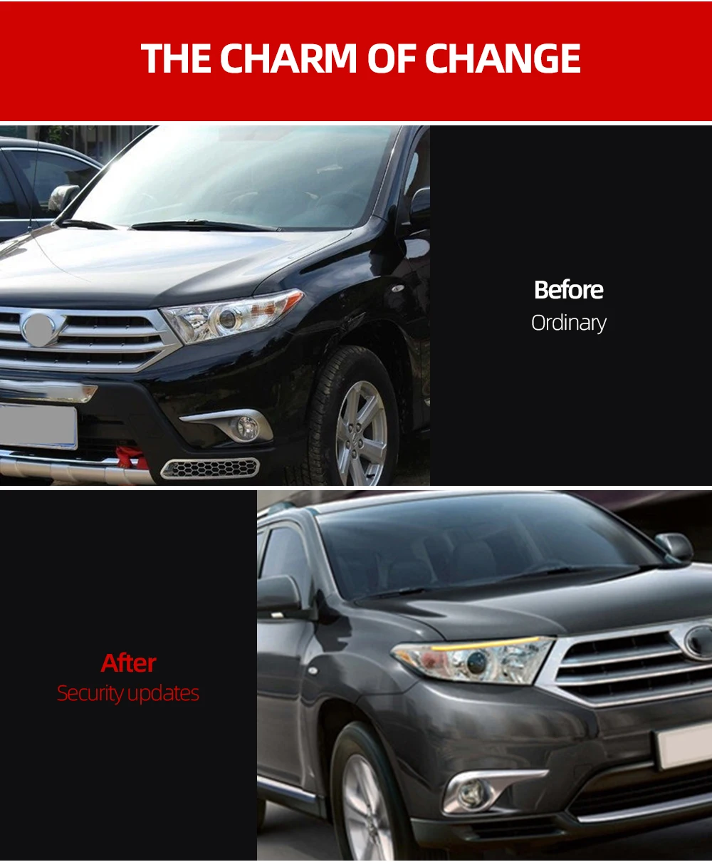 2 шт. для Toyota Highlander 2012 2013 Светодиодный дневной ходовой светильник, желтый сигнал поворота, реле, автомобильный головной светильник, украшение для бровей