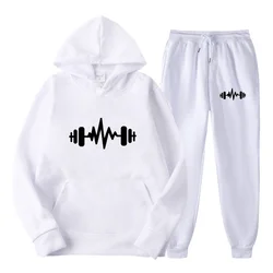 Survêtement de marque pour homme, ensemble de 20212 pièces, sweat à capuche + pantalon avec cordon de serrage, vêtements de Sport, course à pied, automne hiver 