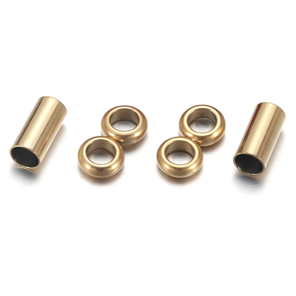 18K Gold 2 комплекта, заглушки из нержавеющей стали с застежкой, разделитель из бисера 18 К, Золотой соединитель для 3 мм, регулируемый браслет, аксессуары для изготовления ювелирных изделий DIY - Цвет: 18K Gold