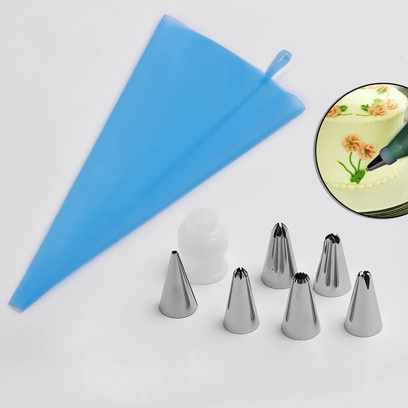 Cake Decorating Tip Set 8/26Pcs/Set Silicone Pastry Bag Kitchen Icing Piping Cream Reusable + 24 Nozzle