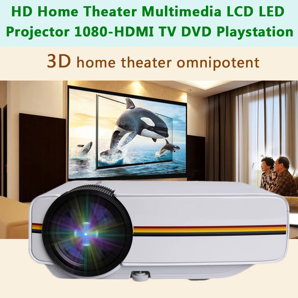 

Professional YG400 1200 LM HD LED Video Projector Home Cinema 3D Effect 1080P-HDMI Multimedia Player Digital Projector