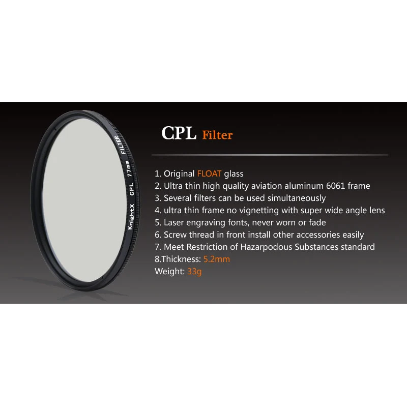 CPL Polarizing Filter For canon sony nikon 24-105 1300d 1200d d5100 2000d 49 52 55 58 62 67 72 77 mm accessories camera lens filter photography filter circular polarizing filter