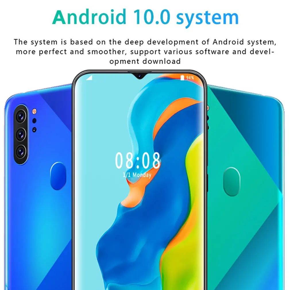 Water Drop Screen Human Face Fingerprint Mobile Phone Smart Phone Bit M80 2+16GB 6.7inch 1511 Box Speaker Portable 13MP+14MP