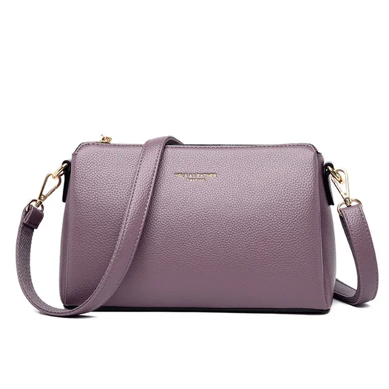 Purple Новые кожаные сумки через плечо для женщин, дизайнерские сумки высокого качества, женские сумки через плечо - Цвет: Purple
