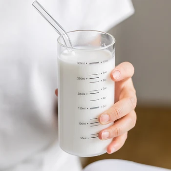

MDZF SWEETHOME 350ml Milk Cup With Measuring Range Water Juice Coffee Transparent Glass Bottle Kids Breakfast Cup Drinkware Tool