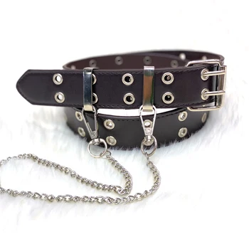 

Fashion Waistband with Chain Hip-hop punk style Decorative Belts Personality Punk Waist Belt Adjustable Dual Row Hole Waistband