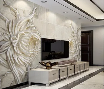 

CJSIR Custom Wallpaper Mural Relief Sandstone Texture Stone Carving Sunflower Mural 3d Stereo TV Background 3d Wallpaper Decor