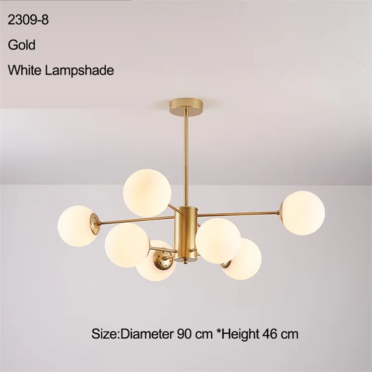 8 light white Стеклянная светодиодная лампа, современный дизайн, люстра, потолочный светильник для гостиной, спальни, столовой, светильник, Декор для дома, светильник ing 12 s - Цвет абажура: 8 light white