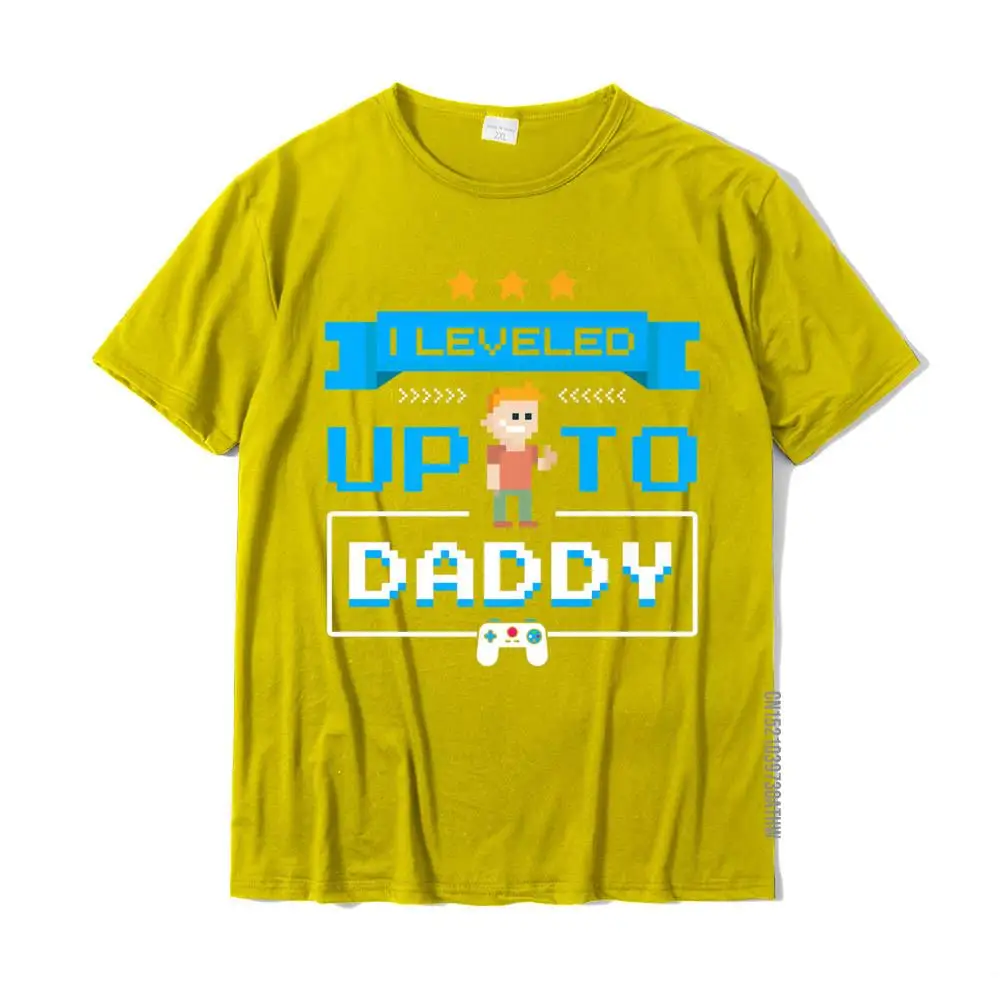 Street Short Sleeve Tops Shirts Labor Day Round Neck Pure Cotton Boy T-shirts Group Street Top T-shirts Hip Hop Mens Dad Gamer T-Shirt Leveled Up To Daddy Pregnancy Announcement__MZ18187 yellow
