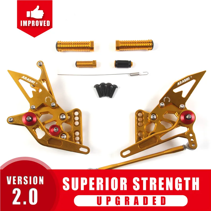 Arashi для SUZUKI GSXR1000 2005 2006 CNC Rider Rearset регулируемые Подножки GSX-R1000 GSXR 1000 05 06 черный - Цвет: Gold