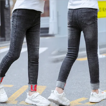 

Spring Autumn High Stretch Jeans Girls Children Solid Color Long Pencil Denim Pants Leggings Skinny Baby Jeans For Girls Clothes