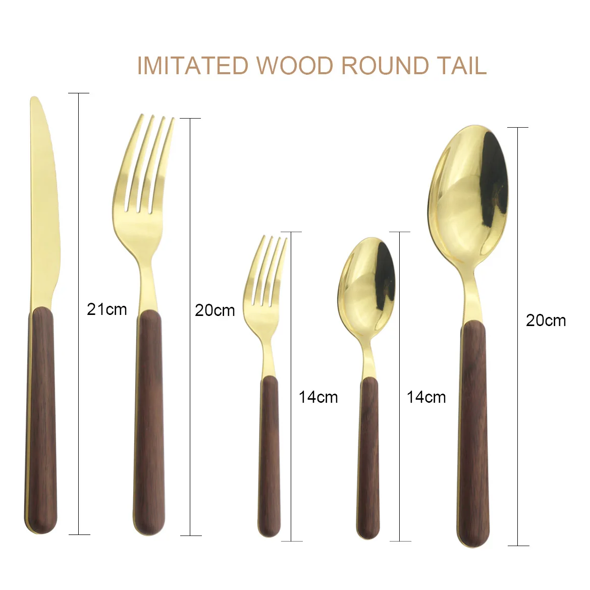 4Pcs/5Pcs Wooden Handle Cutlery Set Stainless Steel Knife Fork Dinnerware Set Coffee Tea Spoon Kitchen Silverware Tableware Set