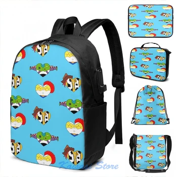 

Funny Graphic print I Love Toy Story USB Charge Backpack men School bags Women bag Travel laptop bag