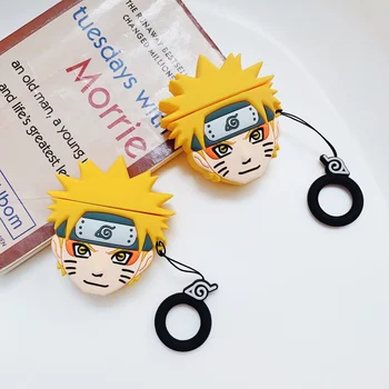 

Cartoon Headphone Cover Wireless Charging Box Cases Ring Strap for AirPods 1 2 Earphone Uzumaki Naruto Pain Soft Silicone Case