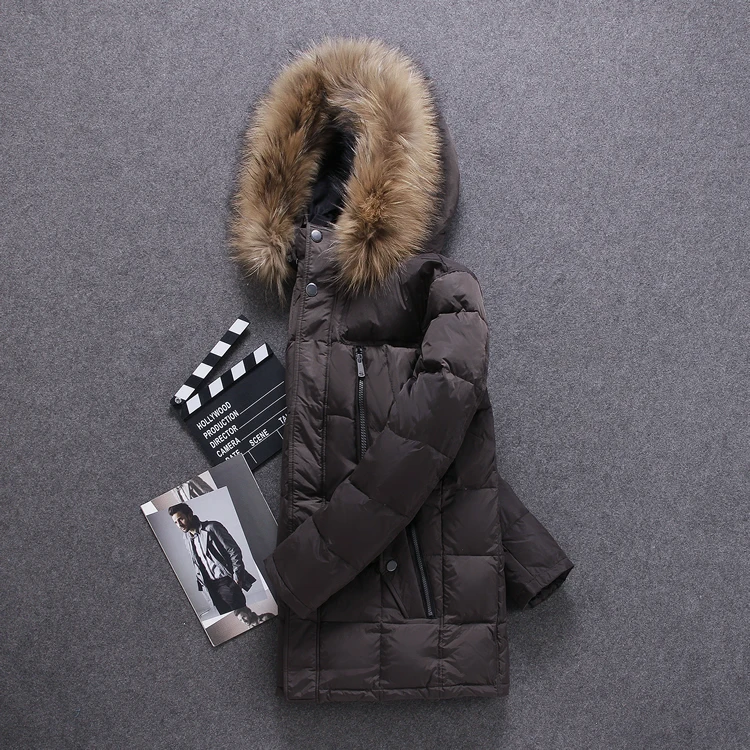 Мужской зимний пуховик с воротником из меха енота размеры 48 56|coat plus size|coats sizewinter down