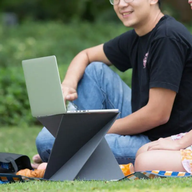 

Computer Holder Stand Waterproof Oxford Cloth Twist Folding Notebook Tabletop Storage Basket A laptop supports the chair
