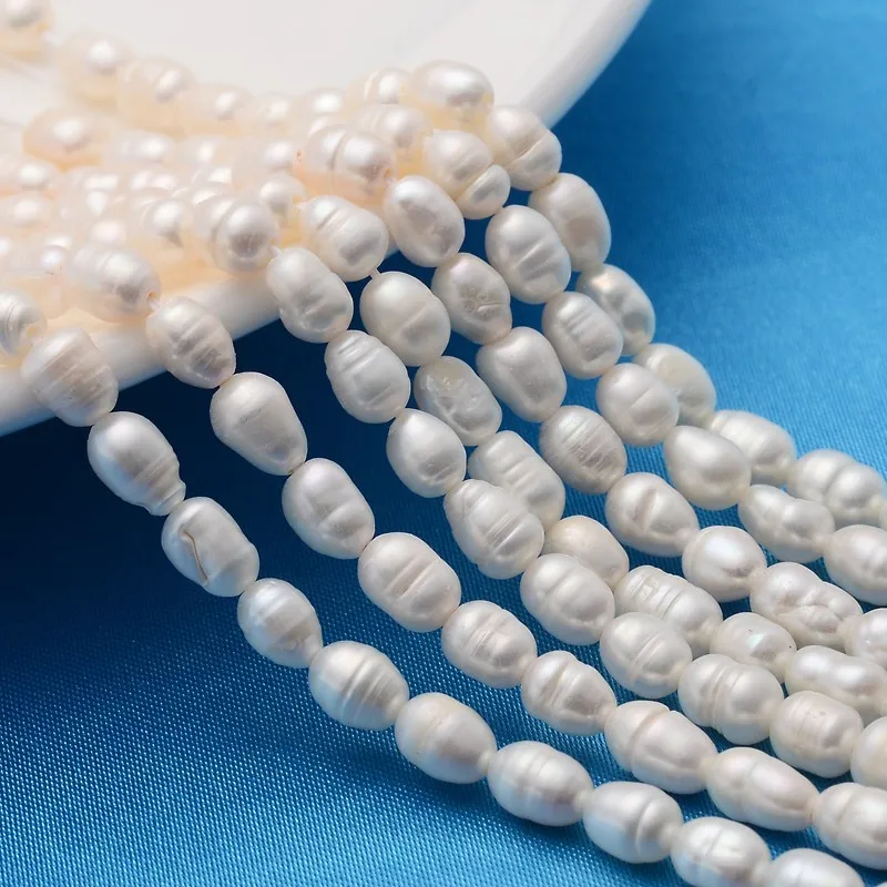 

27pcs/strand Grade A Natural Freshwater Pearl Strands Idea for Mother's Day Gift Rice Beads DIY Necklaces Bracelets Making White