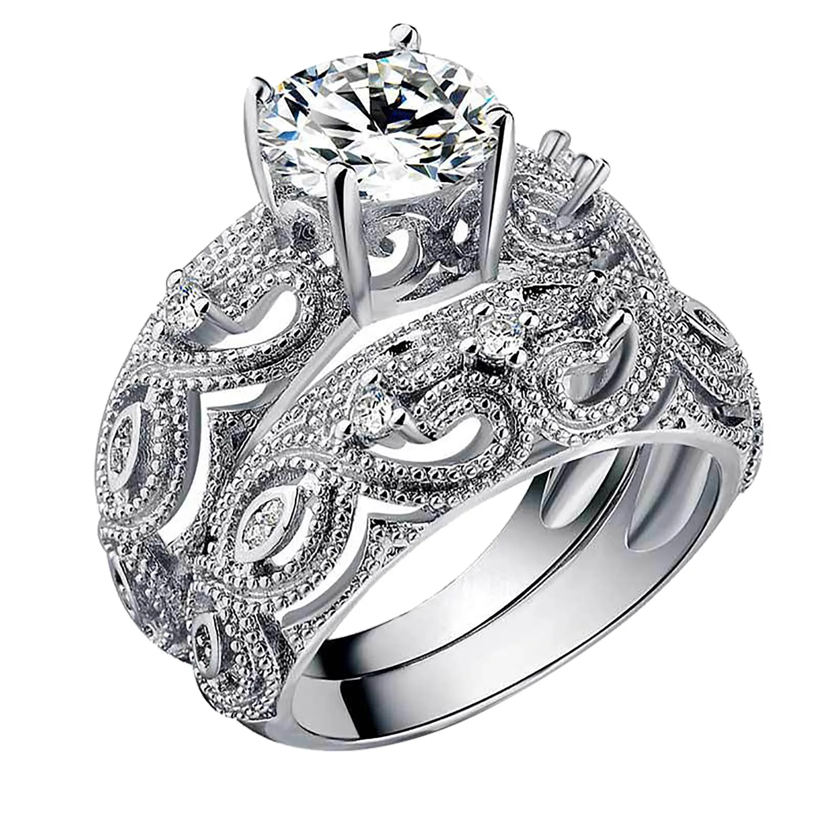 2pcs Fashion 2021 Rings For Couples Good Match Ring Hollow Love Combination Couple 2 Piece Set Ring Size 6-10 Кольцо 1